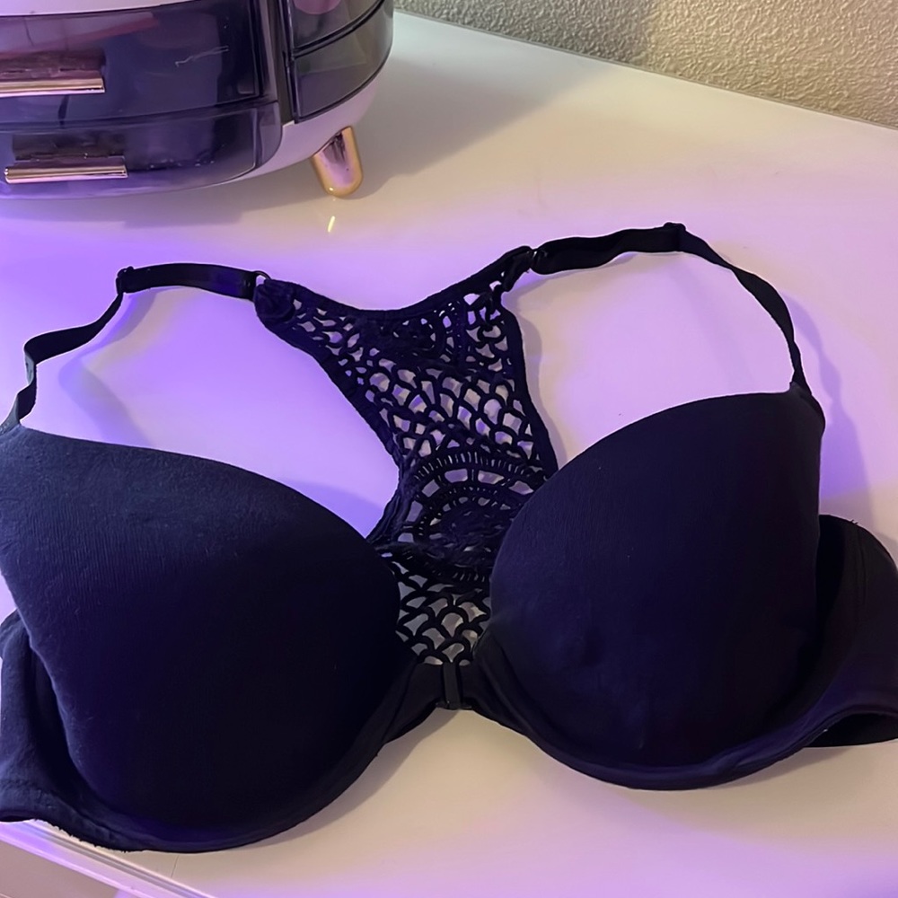 34D black racer back PINK bra